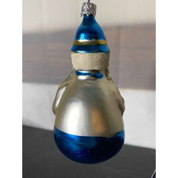 Vintage Inge Glass Police Bobbie Blue Silver Mica Christmas Ornament W Germany - Picture 2 of 2